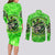 Irish Skull Couples Matching Long Sleeve Bodycon Dress and Long Sleeve Button Shirt Shamrock And Roll - Wonder Print Shop