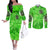 Irish Skull Couples Matching Off The Shoulder Long Sleeve Dress and Long Sleeve Button Shirt Shamrock And Roll