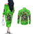 Irish Skull Couples Matching Off The Shoulder Long Sleeve Dress and Long Sleeve Button Shirt Shamrock And Roll