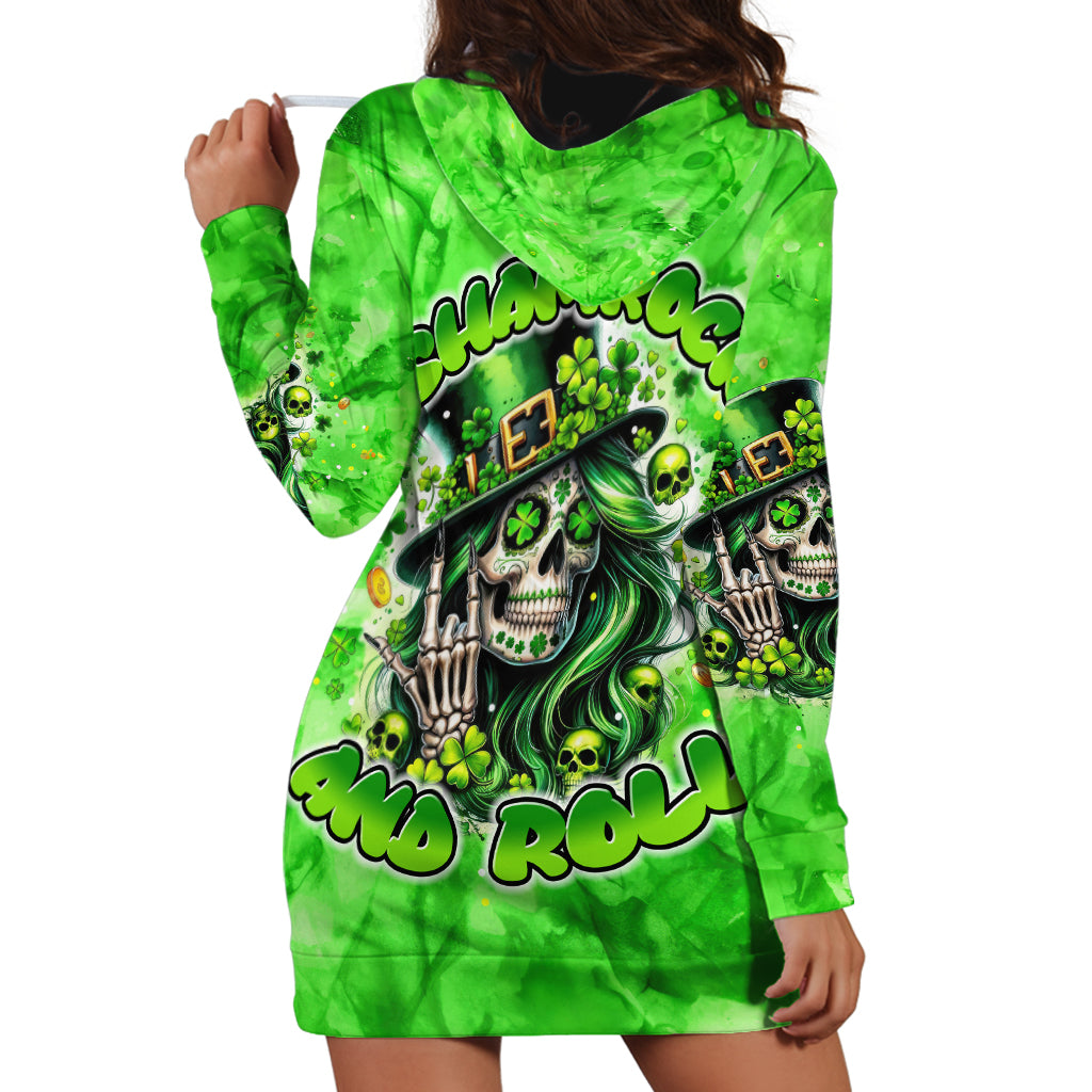 Irish Skull Hoodie Dress Shamrock And Roll - Wonder Print Shop