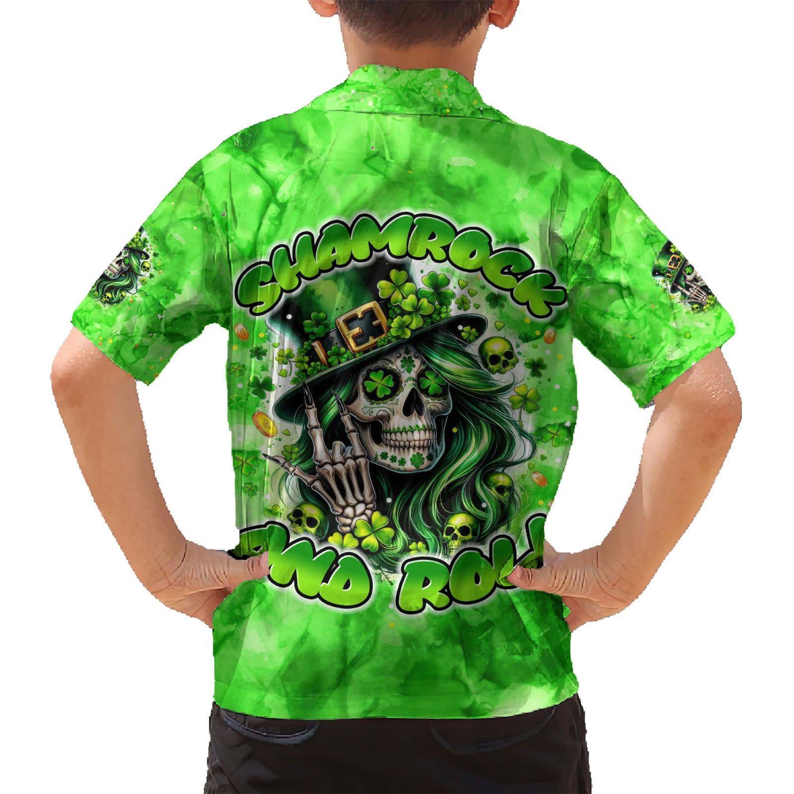 Irish Skull Kid Hawaiian Shirt Shamrock And Roll - Wonder Print Shop