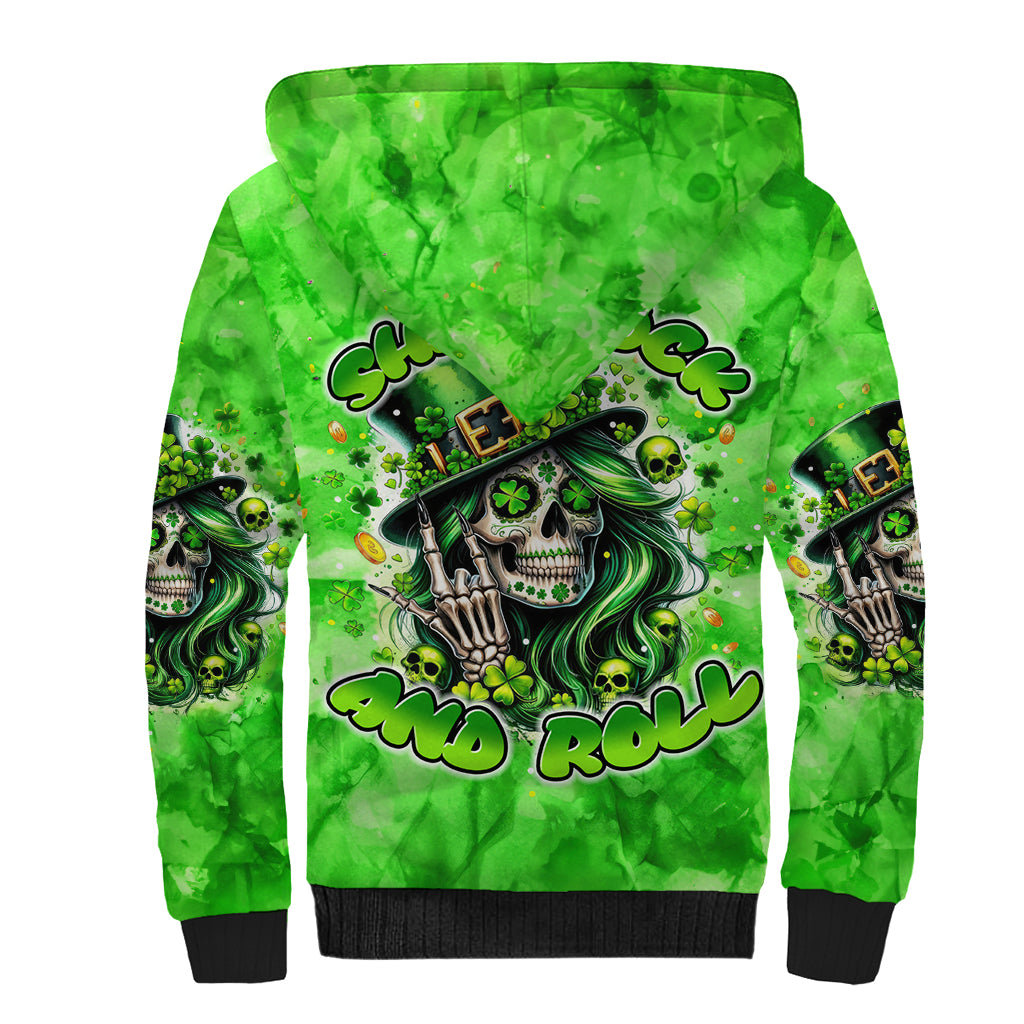 Irish Skull Sherpa Hoodie Shamrock And Roll