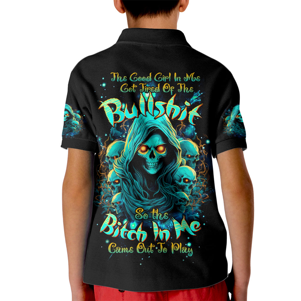 Witch Skull Kid Polo Shirt The Good Girl In Me Got Tired Of The Bullshit So The Bitch In Me Came Out To Play - Wonder Print Shop