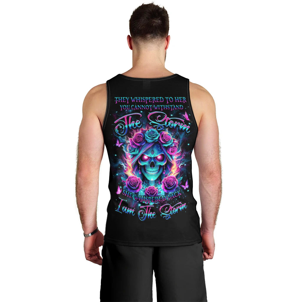 Rose Skull Men Tank Top She Whispered Back Iam The Storm - Wonder Print Shop