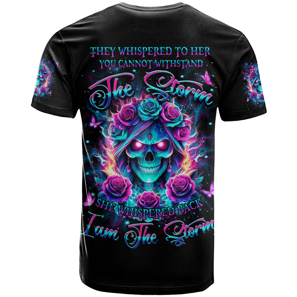 Rose Skull T Shirt She Whispered Back Iam The Storm