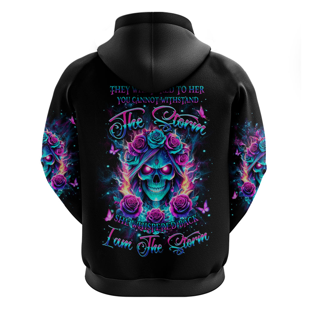 Rose Skull Zip Hoodie She Whispered Back Iam The Storm