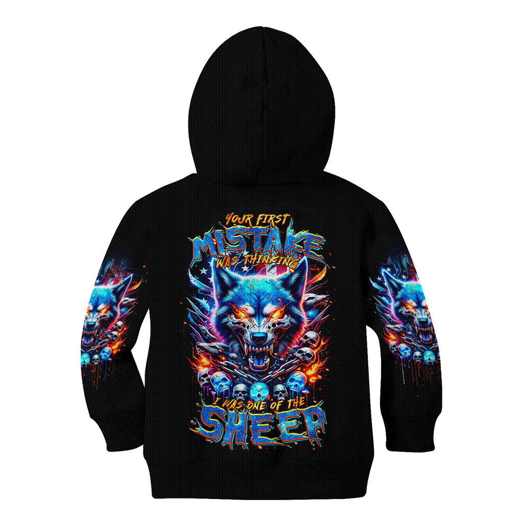 Wolf Skull Kid Hoodie Your First Mistake Was Thinking I was One Of The Sheep - Wonder Print Shop