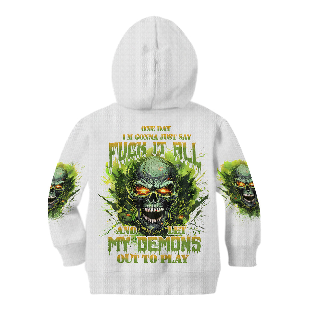 Flame Skull Kid Hoodie One Day Im Gonna Just Say Fuck It All - Wonder Print Shop