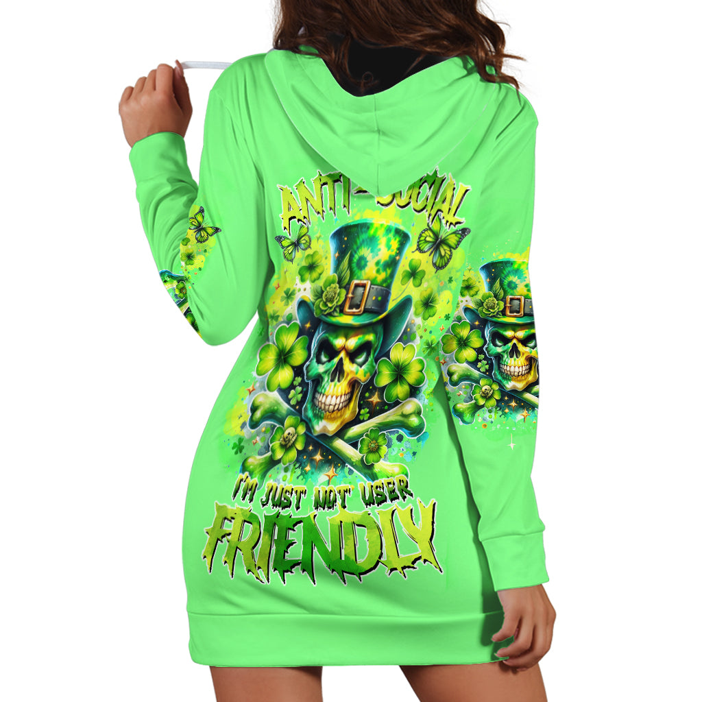 Irish Skull Hoodie Dress I'm Not Anti Social I'm Just Not User Friendly - Wonder Print Shop