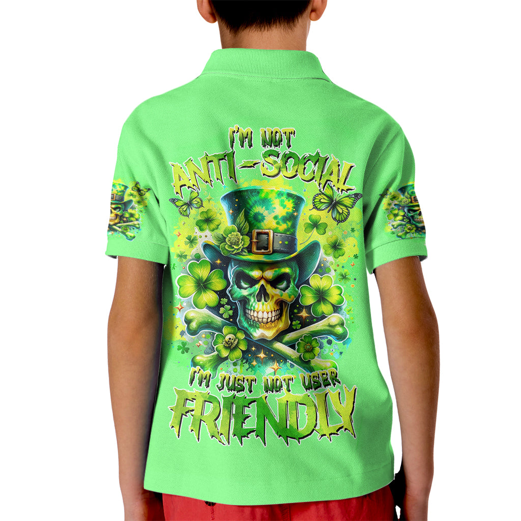 Irish Skull Kid Polo Shirt I'm Not Anti Social I'm Just Not User Friendly - Wonder Print Shop