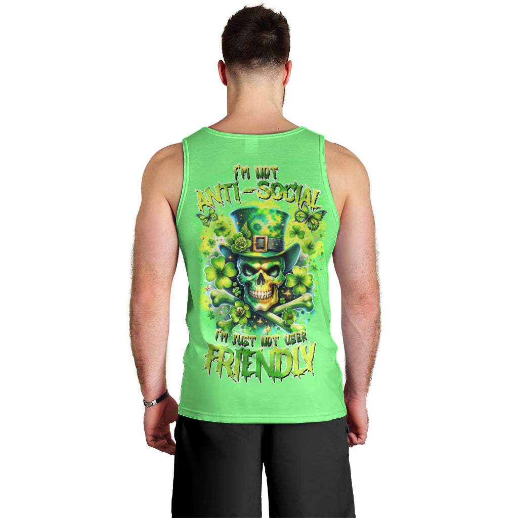 Irish Skull Men Tank Top I'm Not Anti Social I'm Just Not User Friendly - Wonder Print Shop