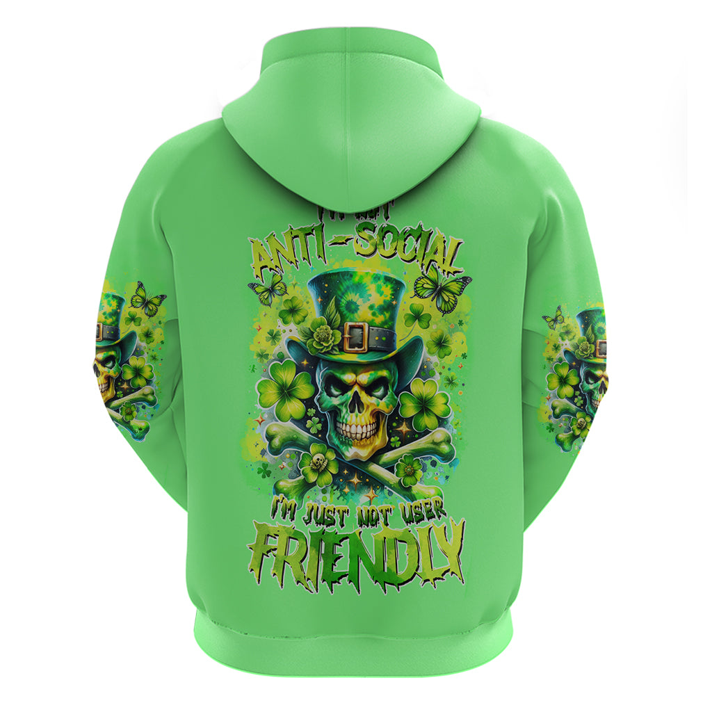 Irish Skull Zip Hoodie I'm Not Anti Social I'm Just Not User Friendly