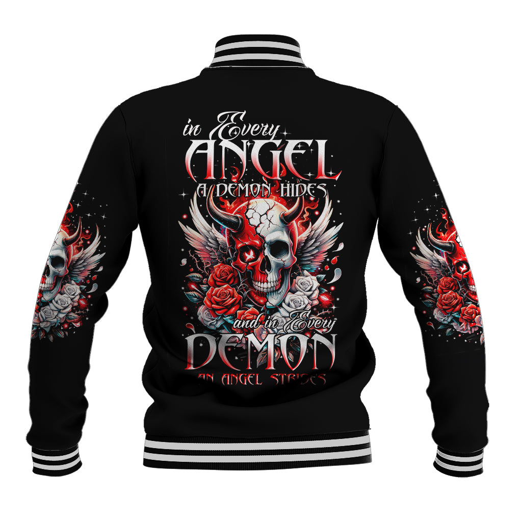 Devil Skull Baseball Jacket In Every Angel A Demon Hides And In Every Demon An Angel Strides - Wonder Print Shop