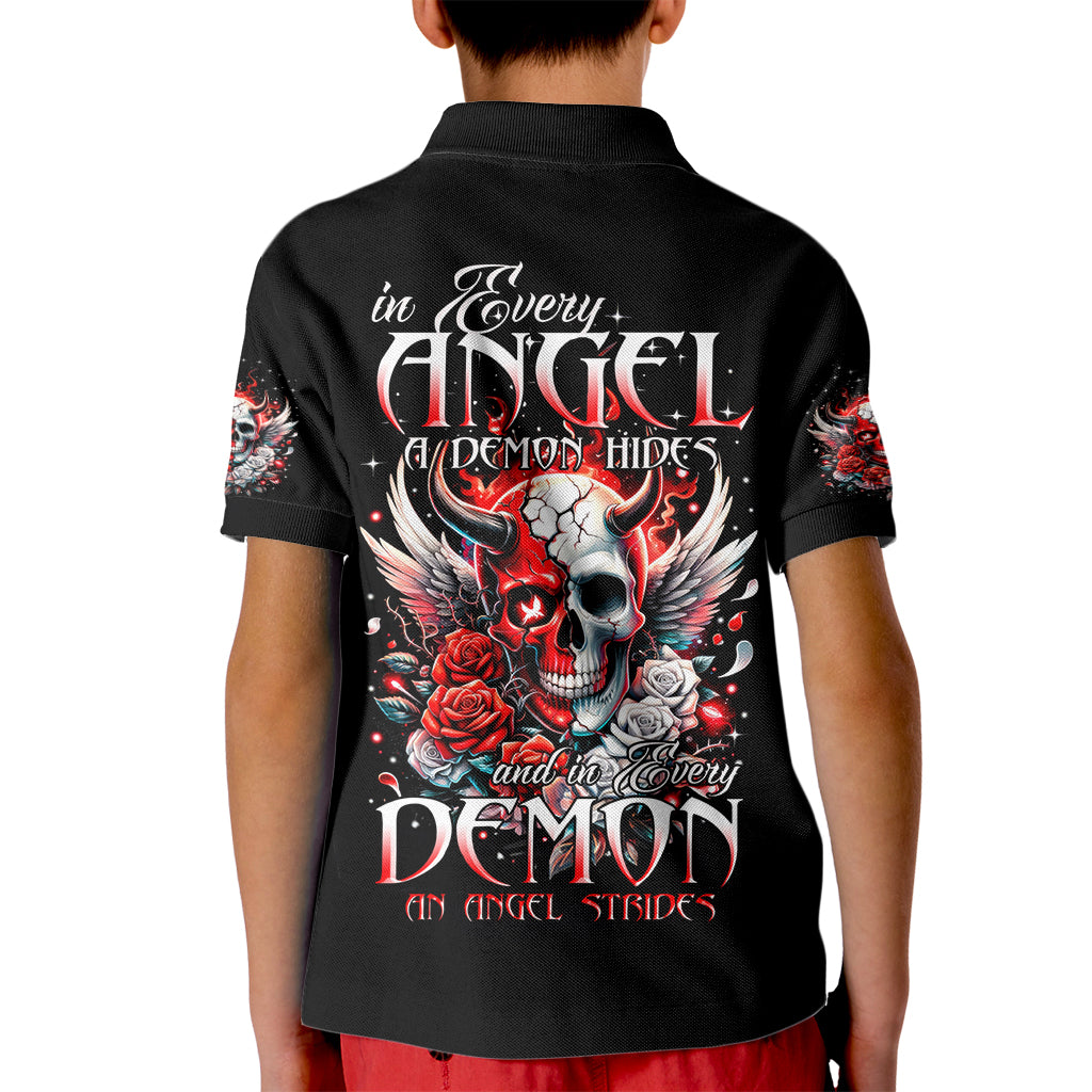 Devil Skull Kid Polo Shirt In Every Angel A Demon Hides And In Every Demon An Angel Strides - Wonder Print Shop