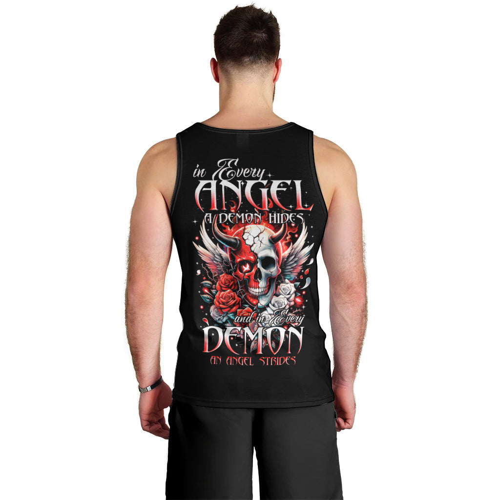 Devil Skull Men Tank Top In Every Angel A Demon Hides And In Every Demon An Angel Strides - Wonder Print Shop