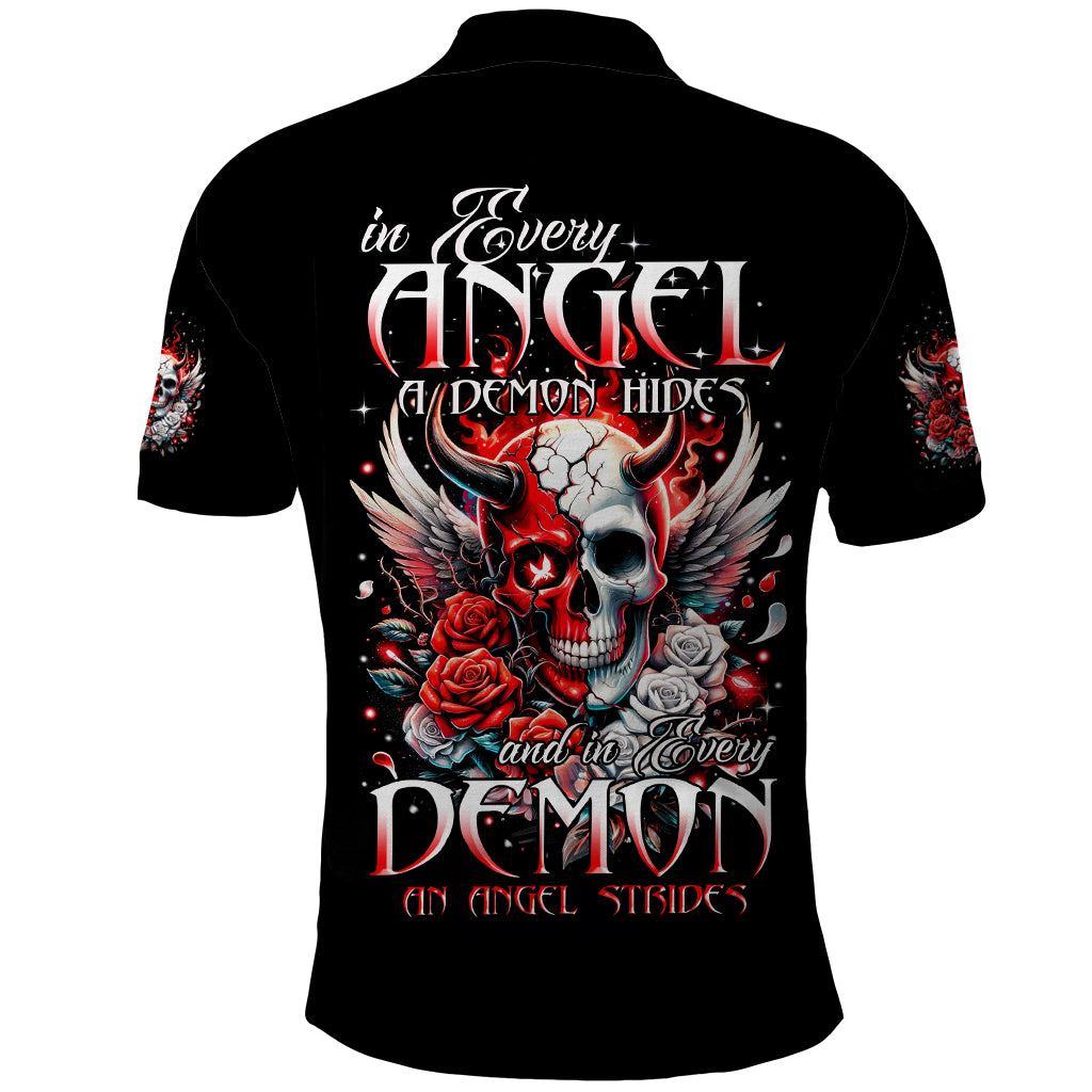 Devil Skull Polo Shirt In Every Angel A Demon Hides And In Every Demon An Angel Strides - Wonder Print Shop