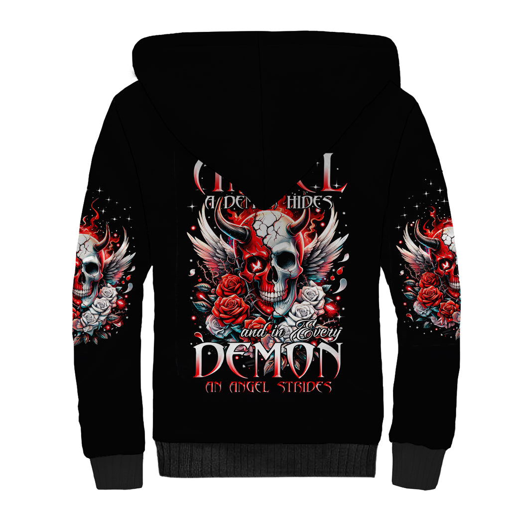 Devil Skull Sherpa Hoodie In Every Angel A Demon Hides And In Every Demon An Angel Strides