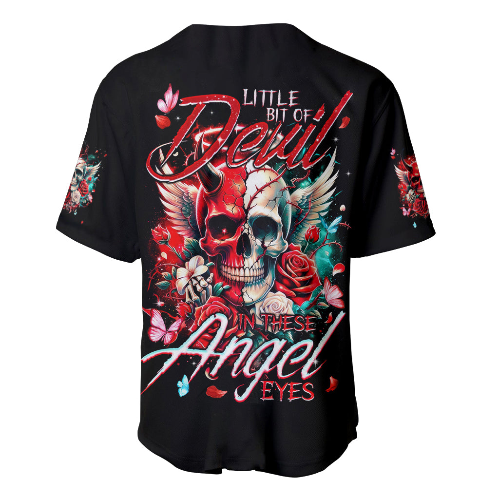 Devil Skull Baseball Jersey Little Bit Of Devil In These Angel eyes - Wonder Print Shop