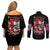 Devil Skull Couples Matching Off Shoulder Short Dress and Long Sleeve Button Shirt Little Bit Of Devil In These Angel eyes - Wonder Print Shop