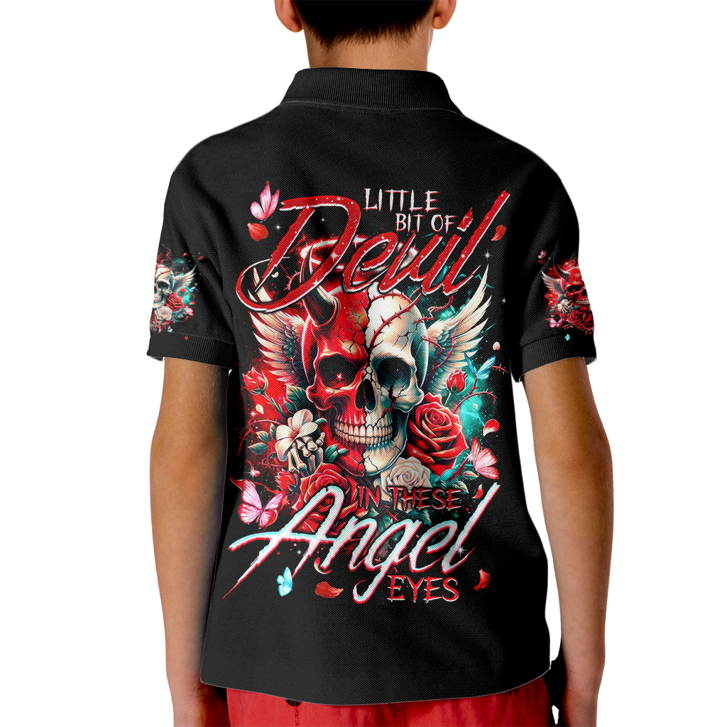 Devil Skull Kid Polo Shirt Little Bit Of Devil In These Angel eyes - Wonder Print Shop