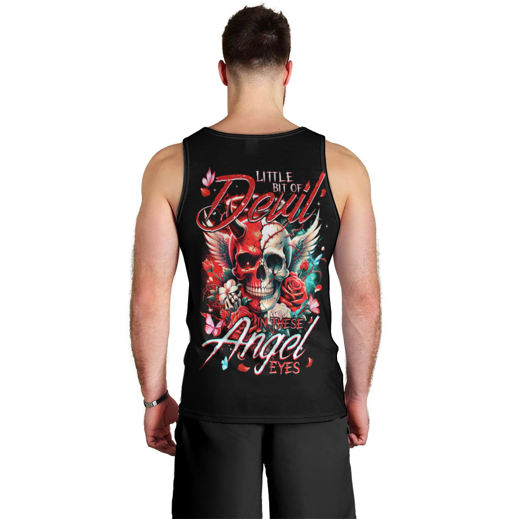 Devil Skull Men Tank Top Little Bit Of Devil In These Angel eyes - Wonder Print Shop