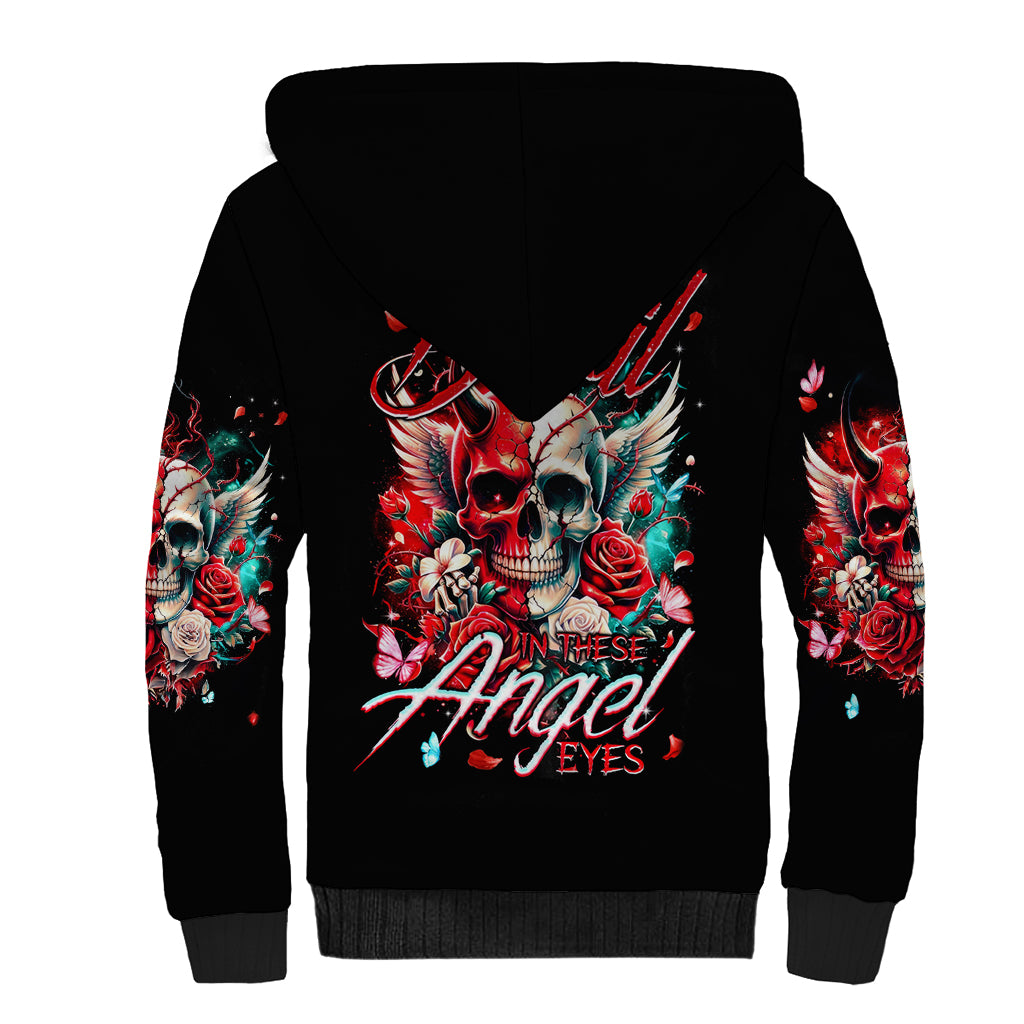 Devil Skull Sherpa Hoodie Little Bit Of Devil In These Angel eyes