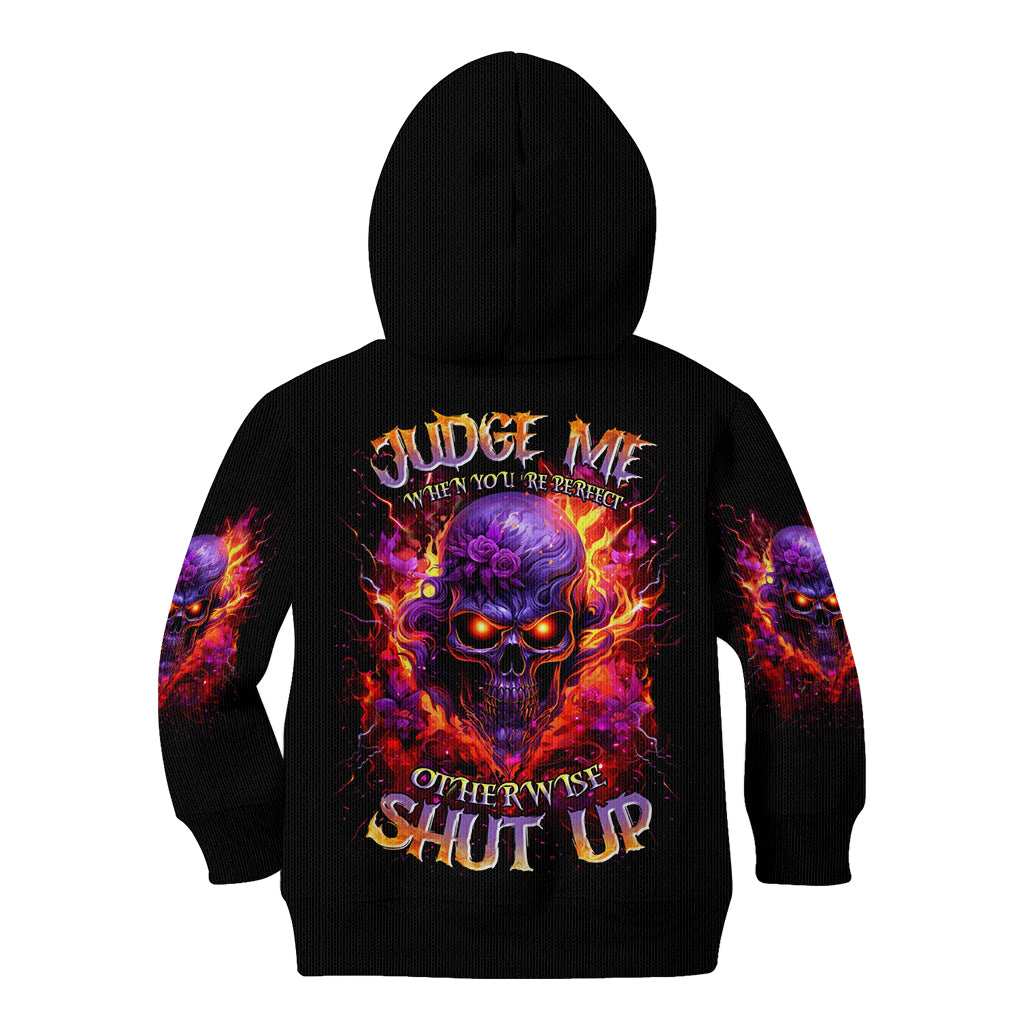 Flame Skull Kid Hoodie Judge Me When You Reperfect Otherwise Shut Up - Wonder Print Shop