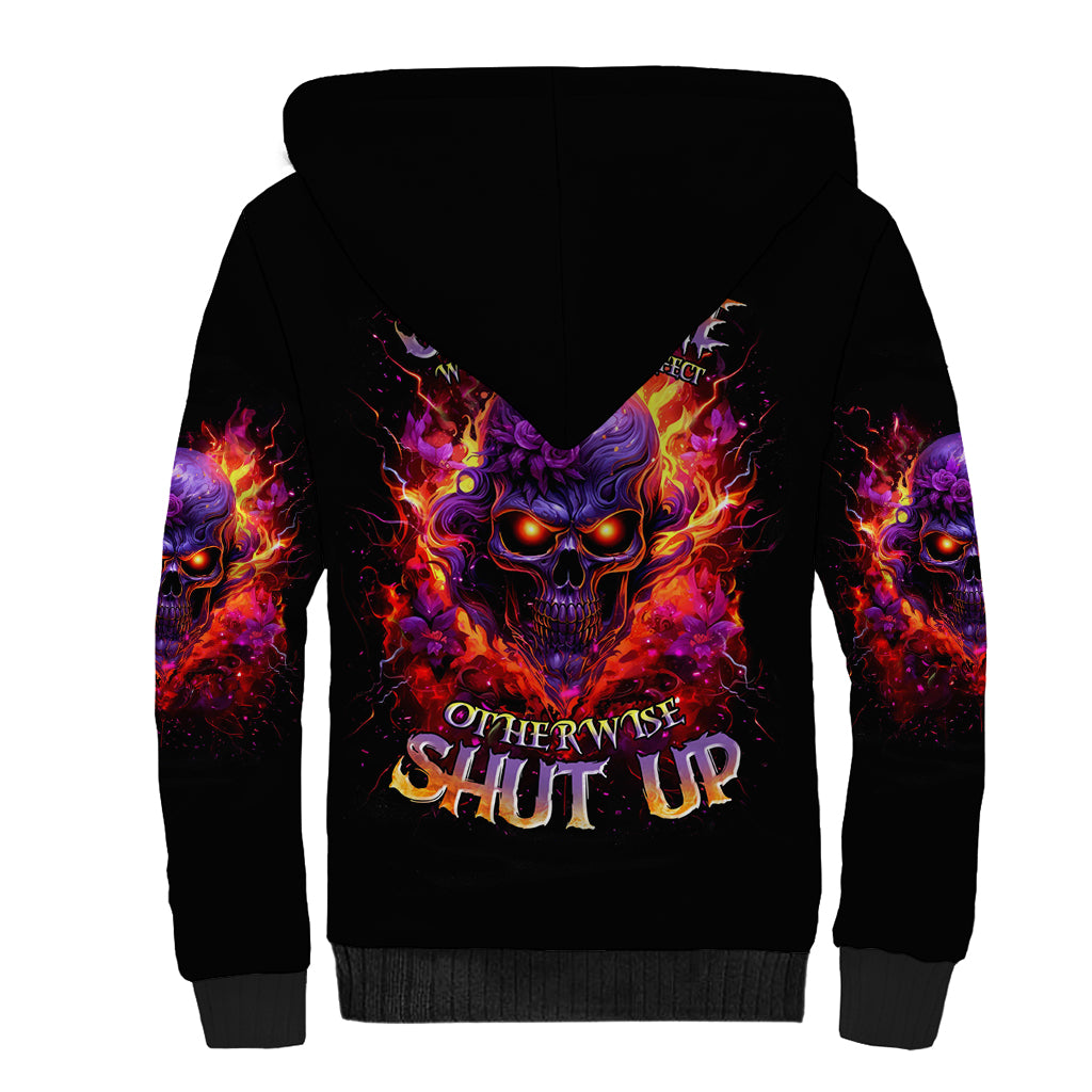 Flame Skull Sherpa Hoodie Judge Me When You Reperfect Otherwise Shut Up