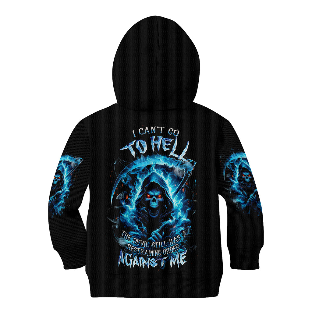 Skull Reaper Kid Hoodie I Can't Go To Hell The Devil Still Has A Restraining Order Against Me - Wonder Print Shop