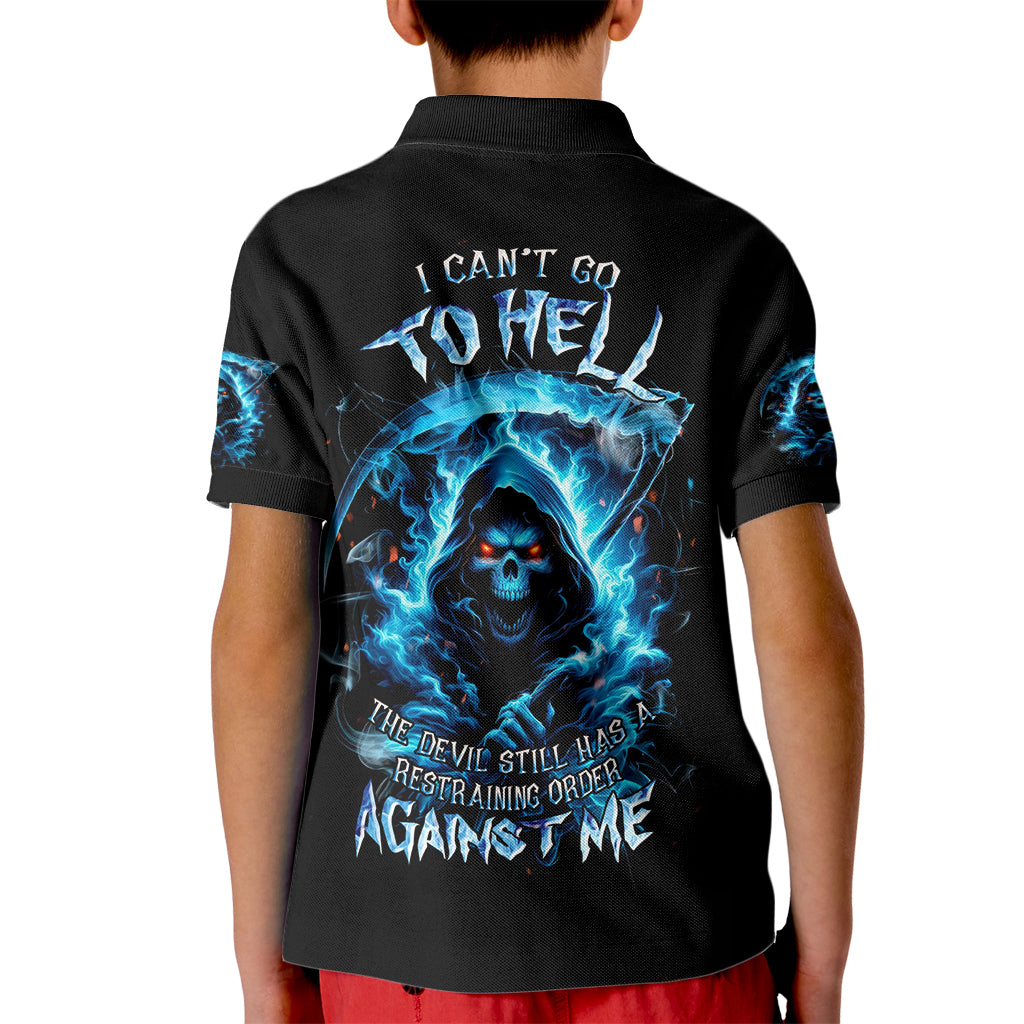 Skull Reaper Kid Polo Shirt I Can't Go To Hell The Devil Still Has A Restraining Order Against Me - Wonder Print Shop