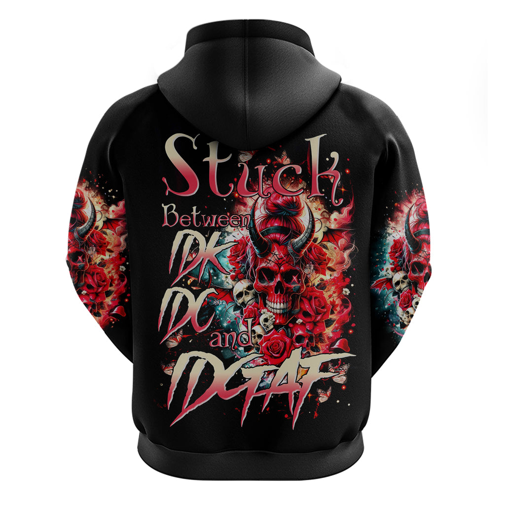 Devil Skull Hoodie Stuck Between IDK IDC and IDGAF - Wonder Print Shop