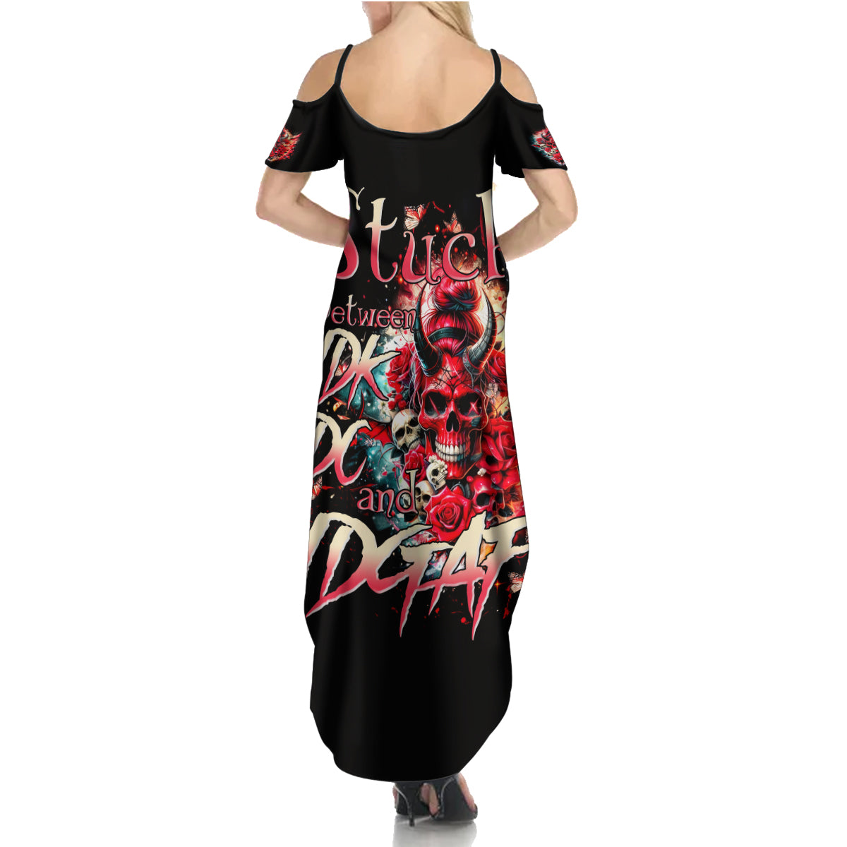 Devil Skull Summer Maxi Dress Stuck Between IDK IDC and IDGAF