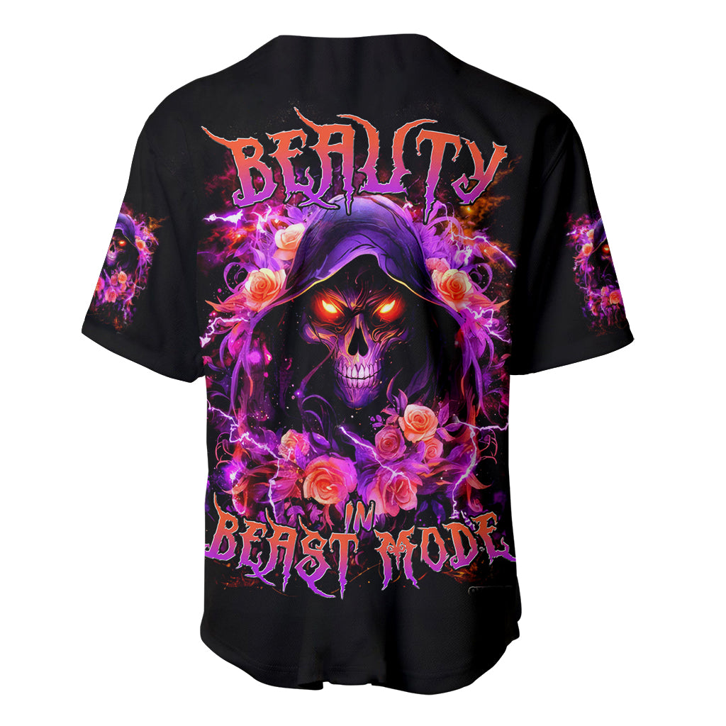 Rose Skull Baseball Jersey Beasuty In Beast Mode - Wonder Print Shop