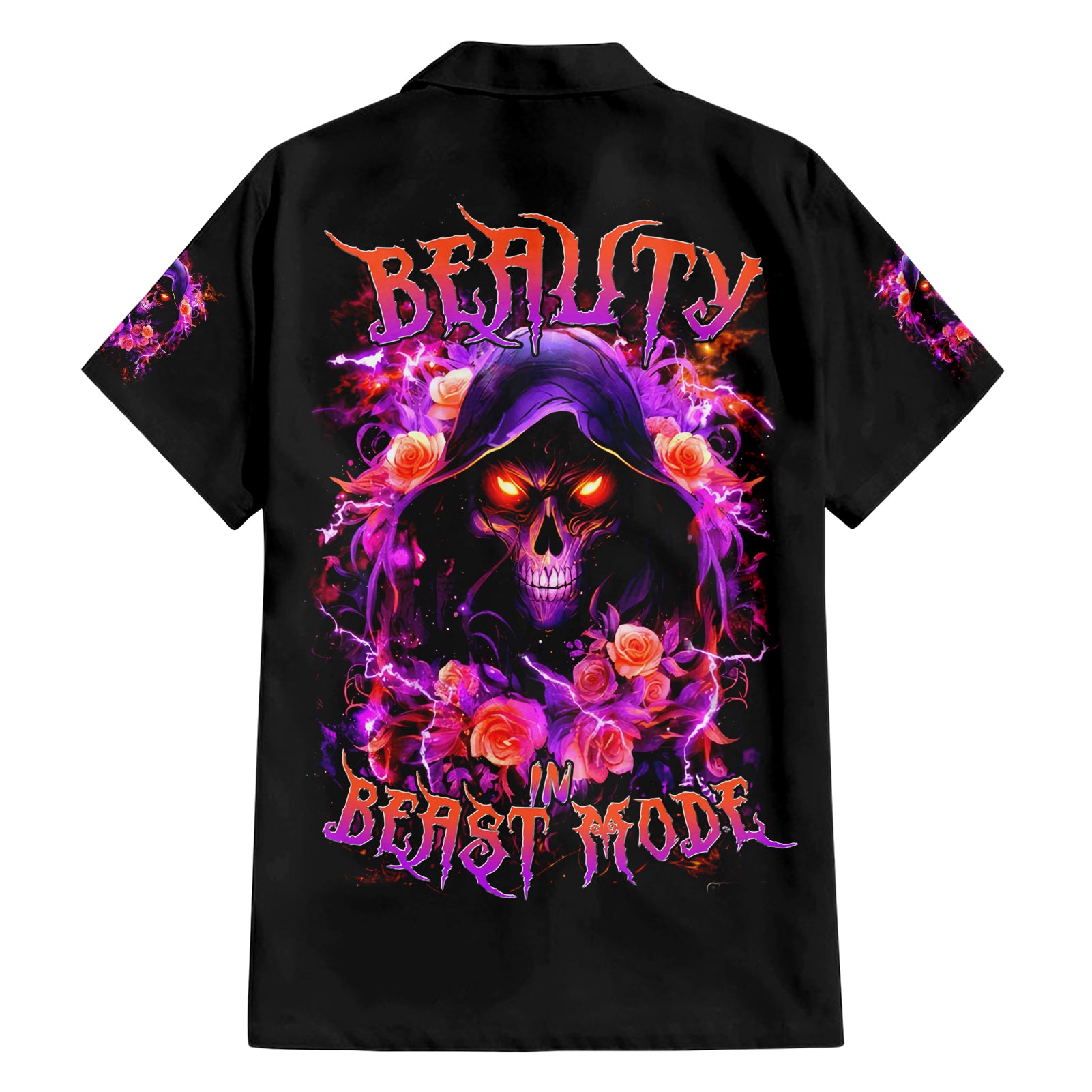 Rose Skull Hawaiian Shirt Beasuty In Beast Mode - Wonder Print Shop