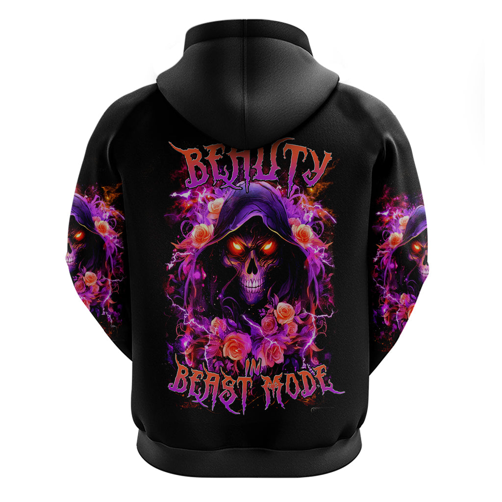 Rose Skull Hoodie Beasuty In Beast Mode - Wonder Print Shop