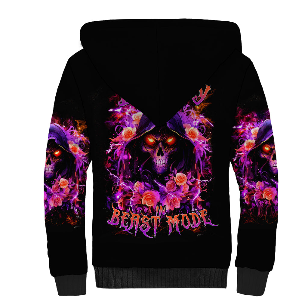 Rose Skull Sherpa Hoodie Beasuty In Beast Mode