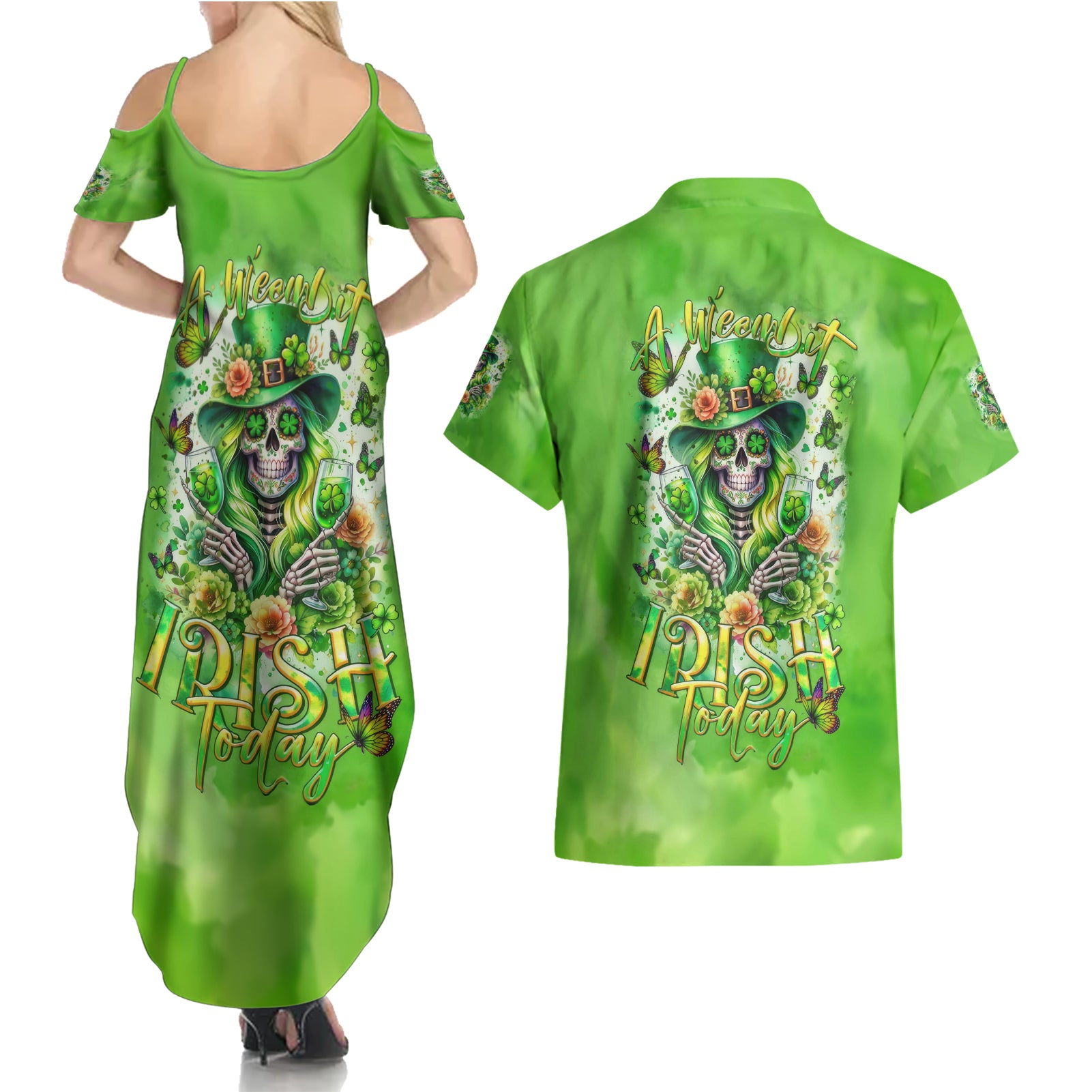 Irish Skull Couples Matching Summer Maxi Dress and Hawaiian Shirt Irish Today - Wonder Print Shop