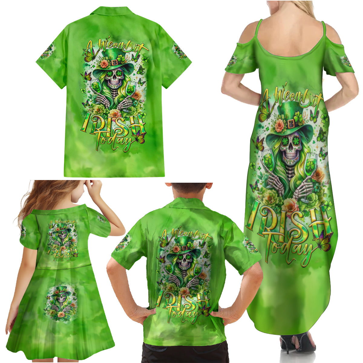 Irish Skull Family Matching Summer Maxi Dress and Hawaiian Shirt Irish Today - Wonder Print Shop