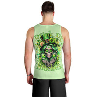 Men's light green tank top with large back skull graphic