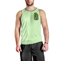 Men's light green sleeveless tank with chest skull graphic