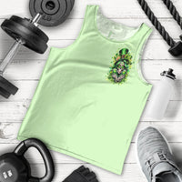 Men's light green tank top with skull emblem, sleeveless crew neck