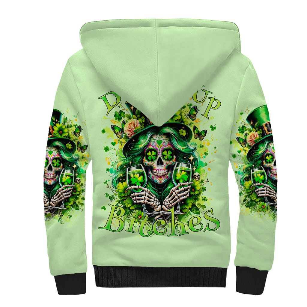 Irish Skull Sherpa Hoodie Drink Up Bitches