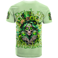 Green T-shirt with large back skull and clover graphic