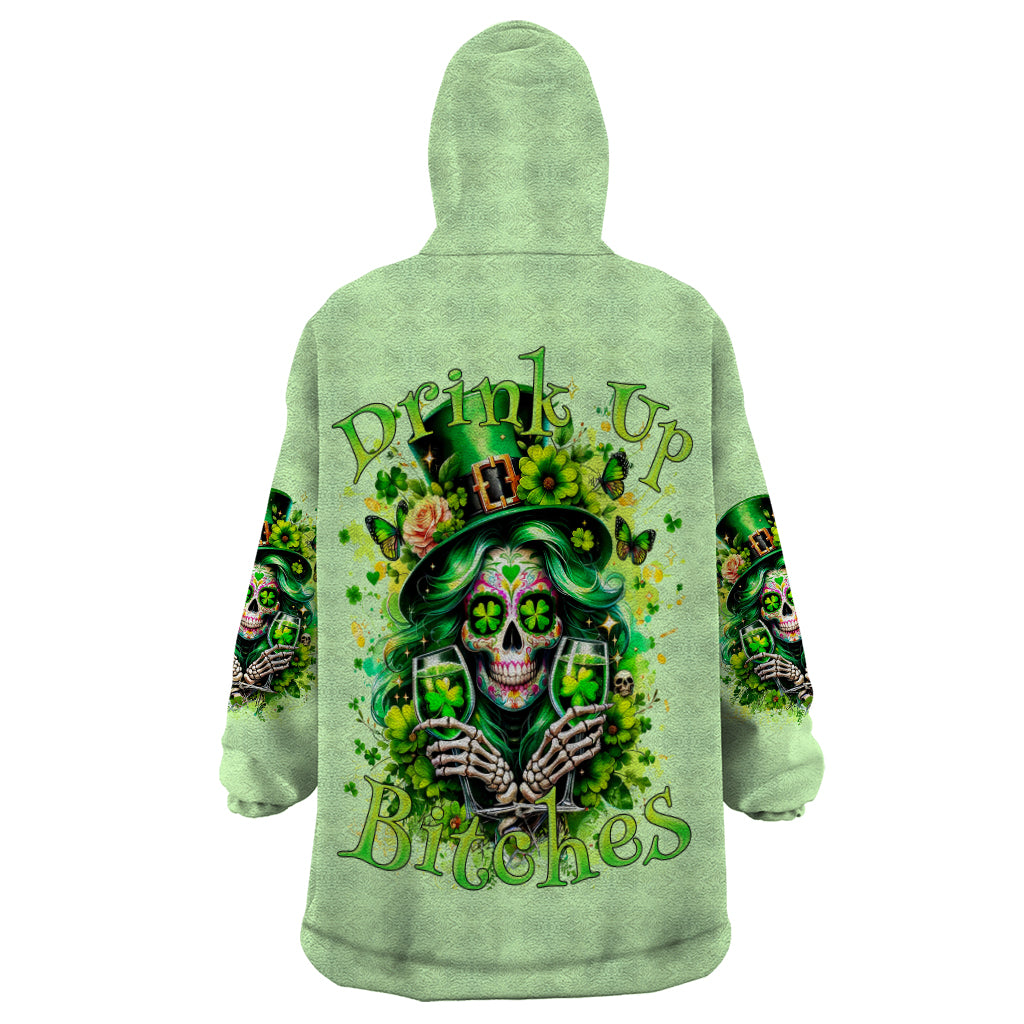 Irish Skull Wearable Blanket Hoodie Drink Up Bitches