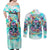 Flower Skull Couples Matching Off Shoulder Maxi Dress and Long Sleeve Button Shirt She Is Sunshine Mixed With A Little Hurricane - Wonder Print Shop