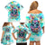 Flower Skull Family Matching Off Shoulder Short Dress and Hawaiian Shirt She Is Sunshine Mixed With A Little Hurricane - Wonder Print Shop