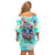 Flower Skull Family Matching Off Shoulder Short Dress and Hawaiian Shirt She Is Sunshine Mixed With A Little Hurricane - Wonder Print Shop