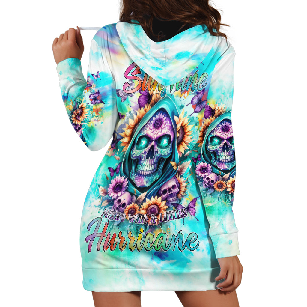 Flower Skull Hoodie Dress She Is Sunshine Mixed With A Little Hurricane - Wonder Print Shop