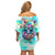 Flower Skull Off Shoulder Short Dress She Is Sunshine Mixed With A Little Hurricane - Wonder Print Shop