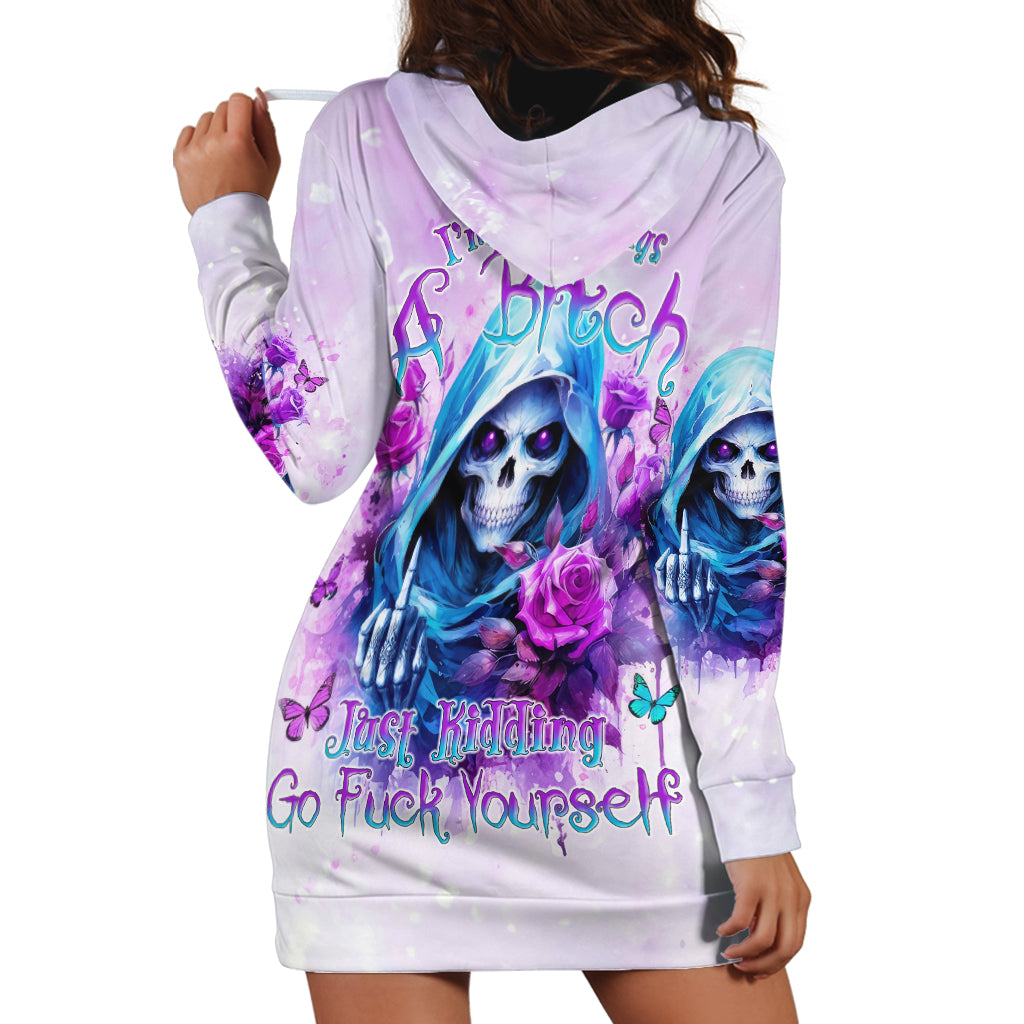 Rose Skull Hoodie Dress I'm Not Always A Bitch Just Kidding Go Fuck Yourself - Wonder Print Shop